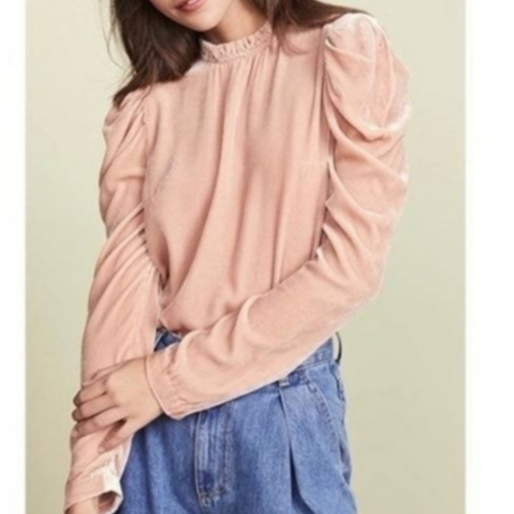 ULLA JOHNSON Giles Velvet Puff Sleeve Blouse Size 4
